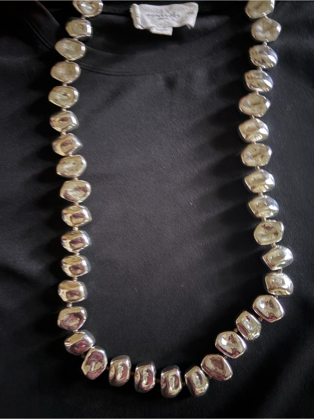 NWT Chico's Polished Silver Nugget Necklace 18” Long